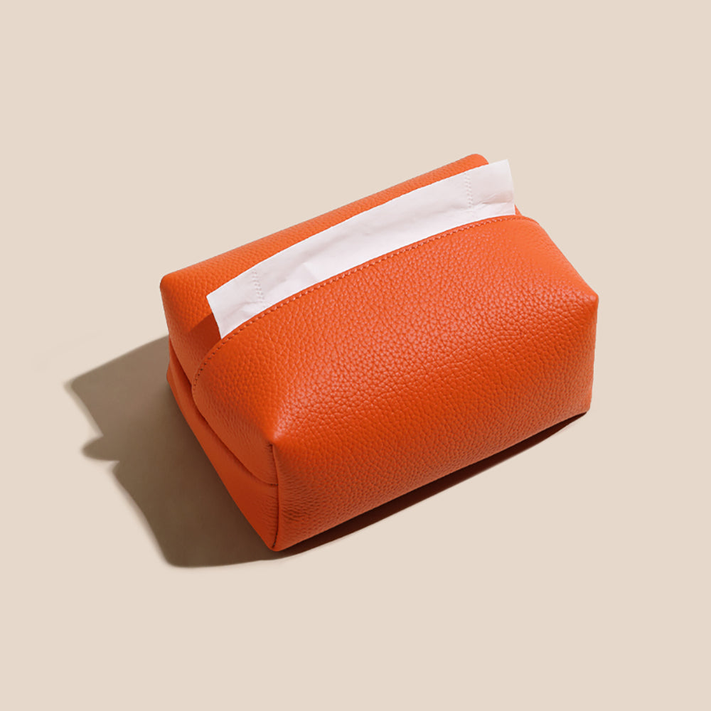 Handcrafted Luxury Genuine Leather Tissue Box - Premium Paper Towel Holder for Dining Room, Car Armrest, and Home Use
