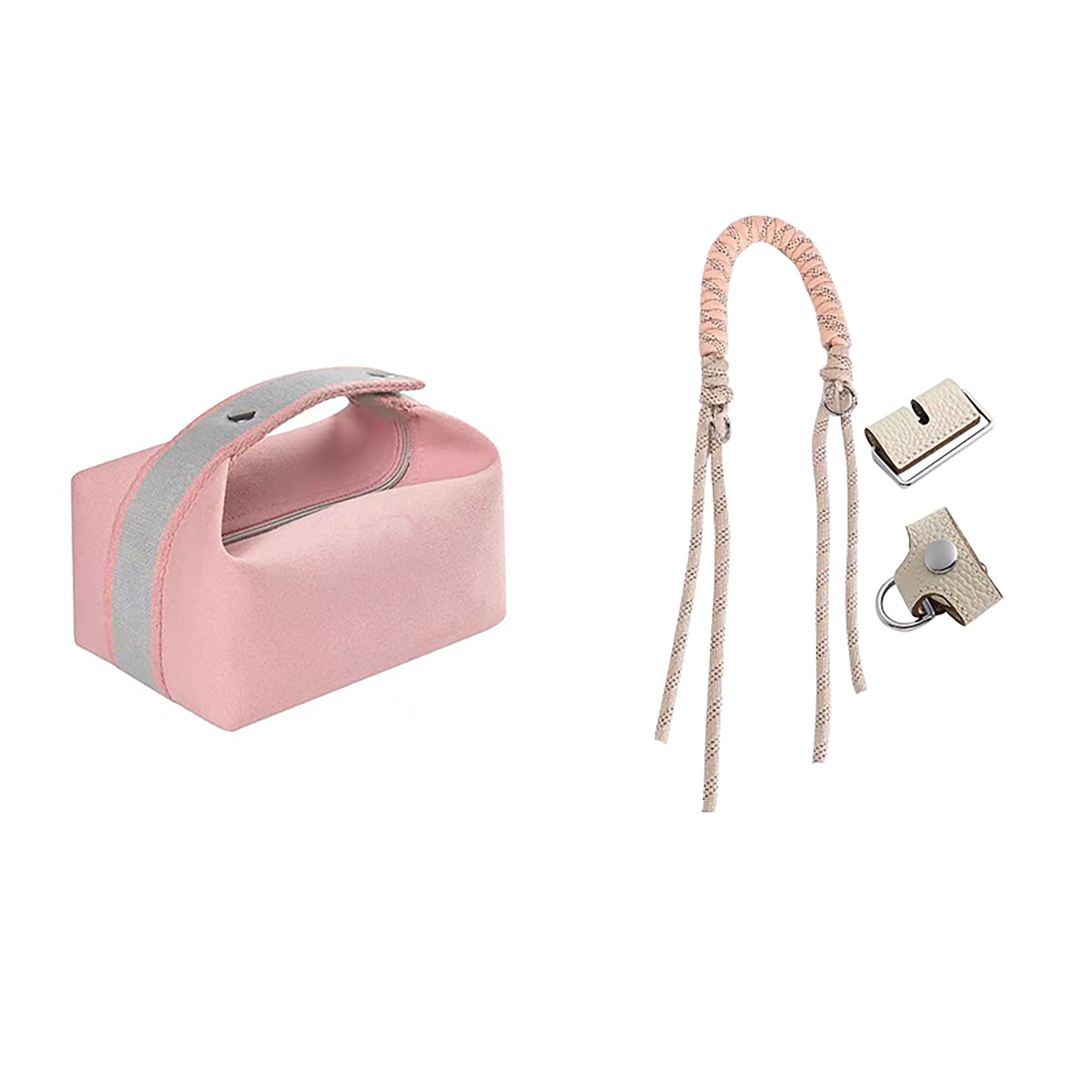 Lunch box bag genuine leather conversion buckle, 87cm underarm strap woven handle accessory