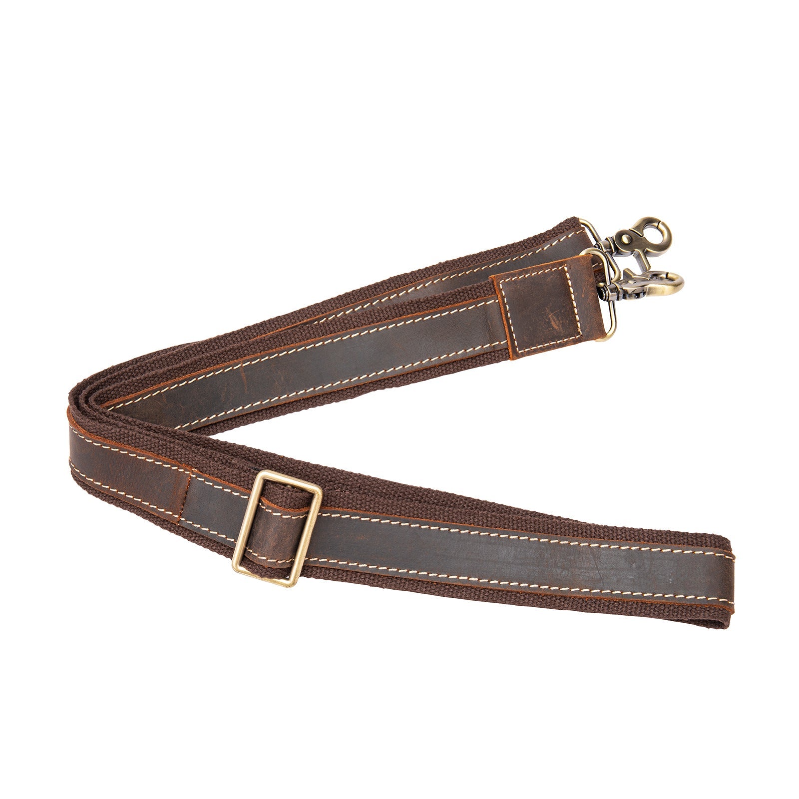 Adjustable Vintage Crazy Horse Leather Shoulder Strap for Men – Crossbody Bag Replacement Strap with Metal Hardware, Retro Style for Leather Bags