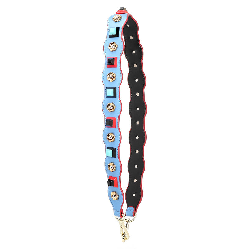 New Genuine Leather Flower Studded Shoulder Strap for Women’s Bags, Wide Crossbody & Shoulder Strap, Single Purchase Accessory