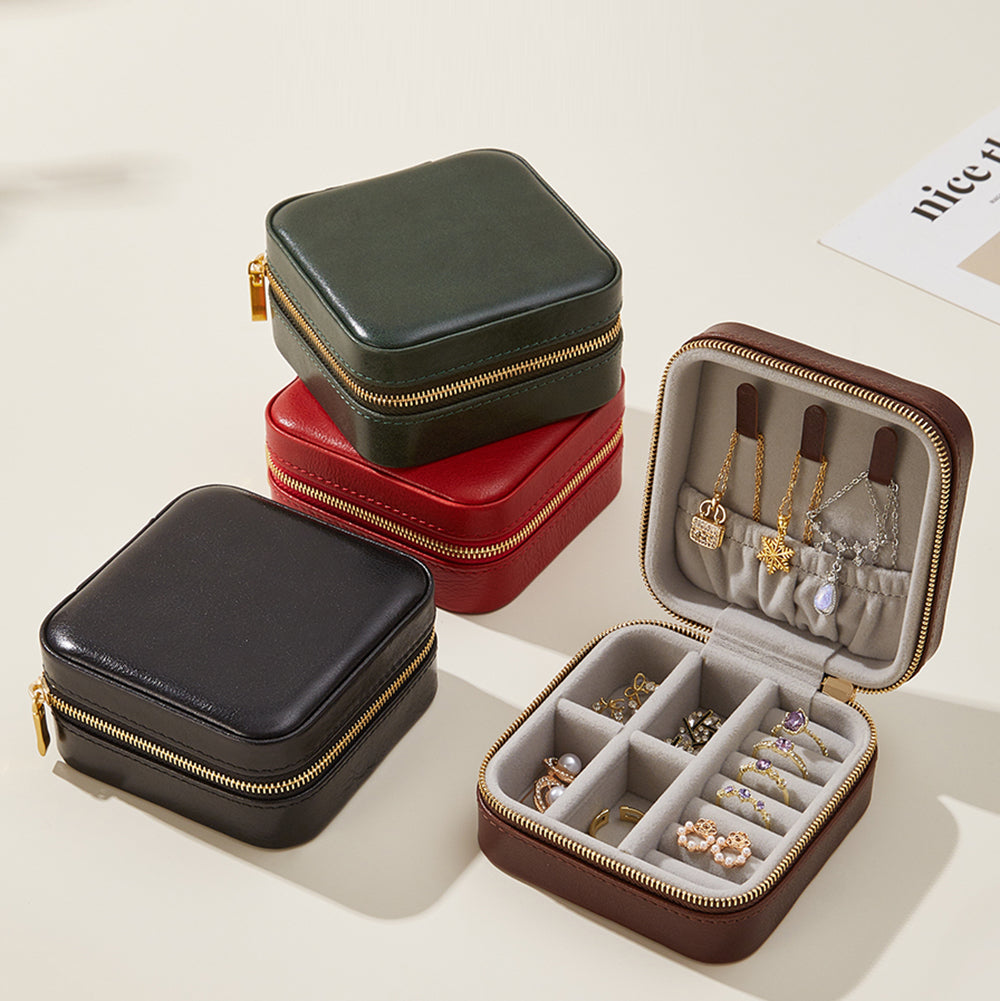 Premium Leather Jewelry Box - Earrings, Necklaces, Large Capacity