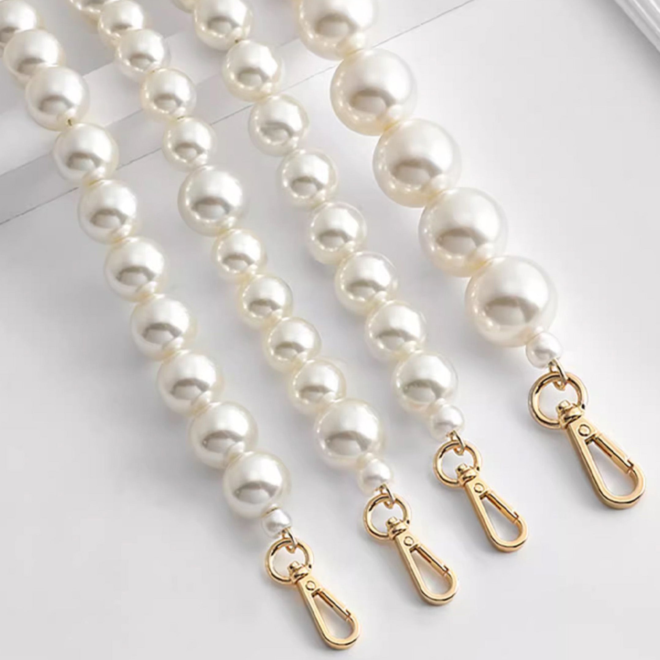 Handcrafted Pearl Bag Chain for Evelyn 16 – 1.8cm Wide Strap, Luxury Handmade Accessory