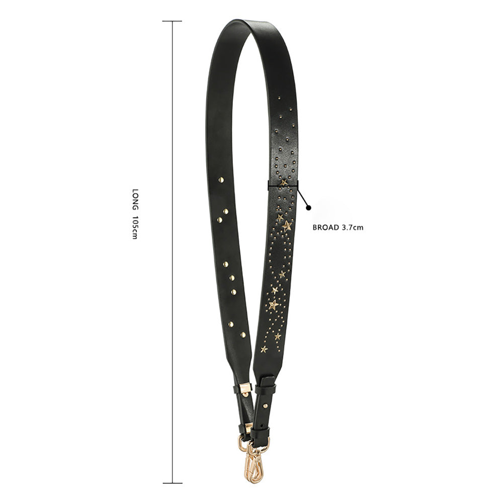 2025 New Collection Genuine Leather Shoulder Strap – Wide Crossbody Strap with Star Design for Bags