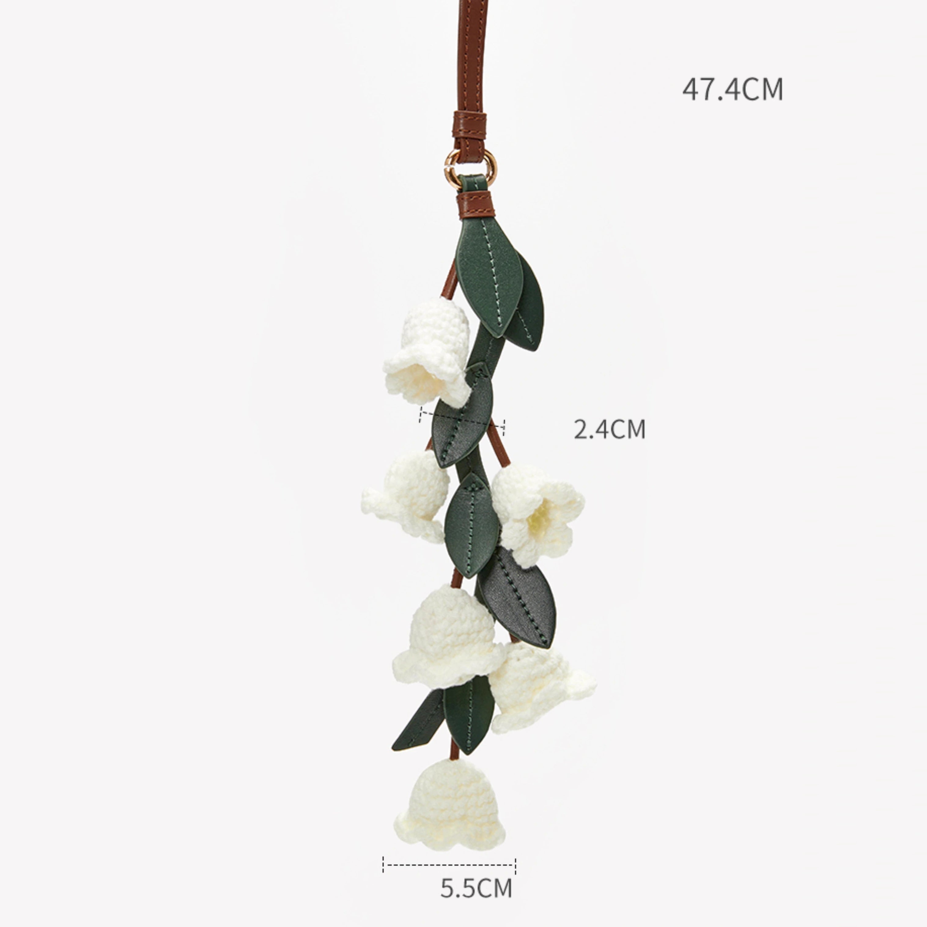 Luxury Lily of the Valley Flower Keychain – Handcrafted Wool Knitted Flower Pendant for Designer Bags & Accessories
