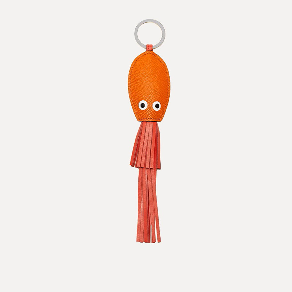 Leather Squid Keychain Pendant – Poulpe key ring – Bag Charm;Poulpe Key Holder for Designer Bags