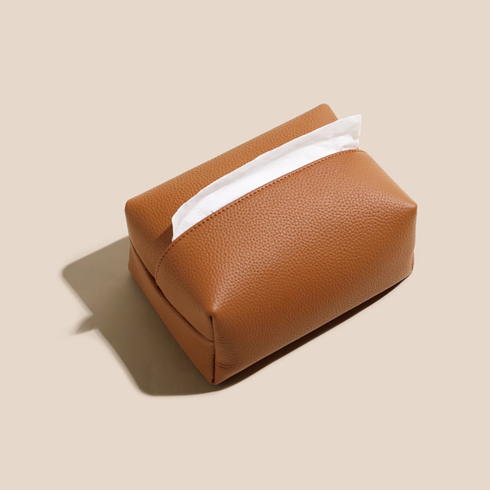 Handcrafted Luxury Genuine Leather Tissue Box - Premium Paper Towel Holder for Dining Room, Car Armrest, and Home Use