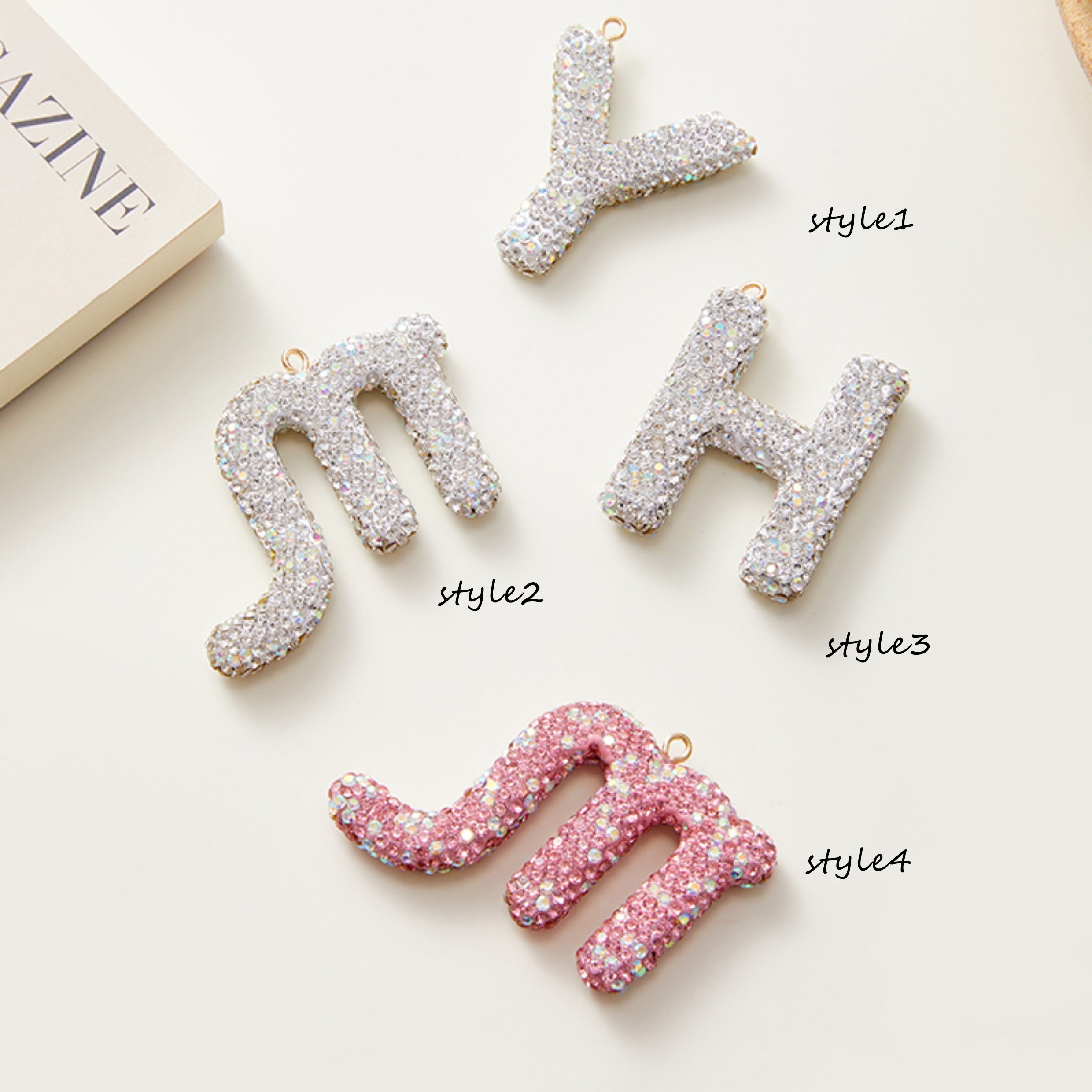 Rhinestone Letter Pendant - Glamorous Bag Charm & Keychain Accessory