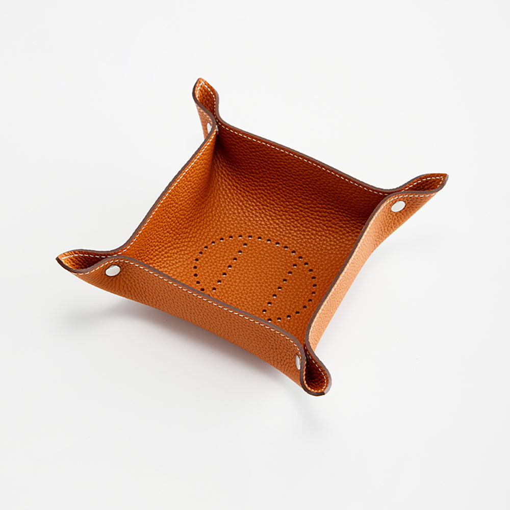 Handcrafted Genuine Leather Jewelry Tray – Premium Cowhide Storage Tray for Desk, Entryway, and Accessories