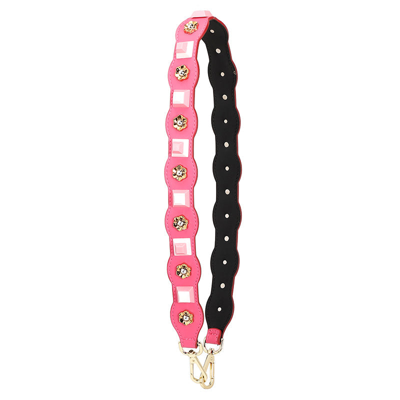New Genuine Leather Flower Studded Shoulder Strap for Women’s Bags, Wide Crossbody & Shoulder Strap, Single Purchase Accessory