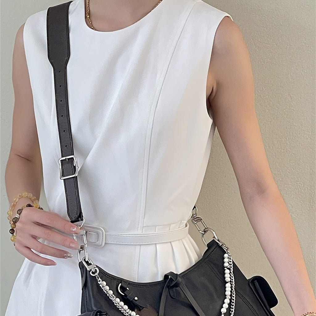 Handcrafted Pearl & Metal Chain Decoration for Carryall Black Warrior Bag - High-Quality, Stylish Transformation Accessory