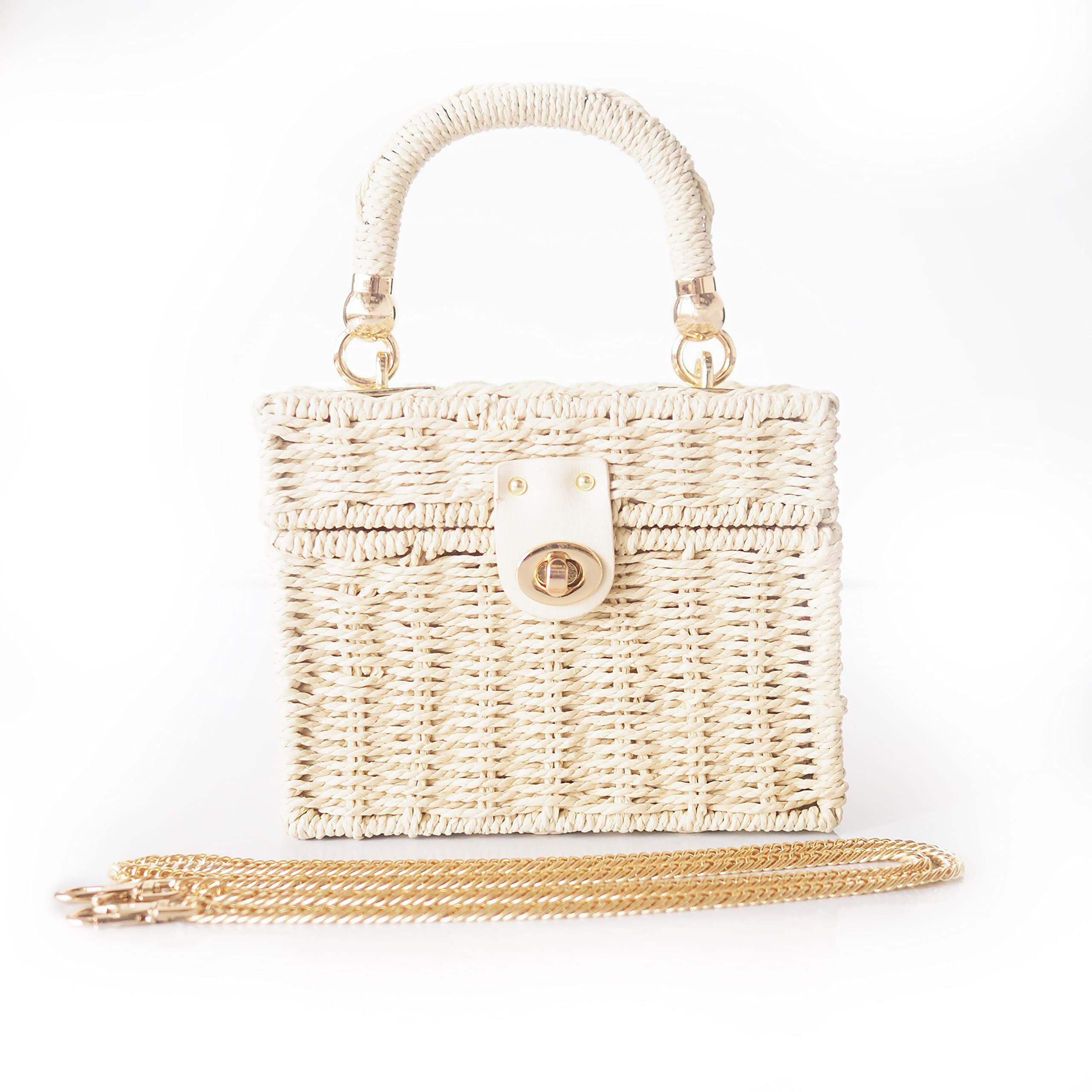 Women’s Handmade Straw Woven Beach Top Handle Bucket Bags image 15
