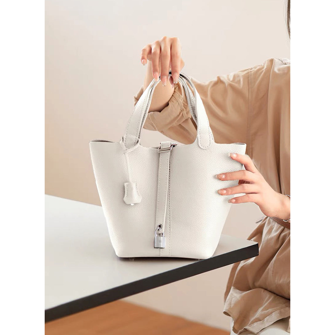 Wirkin® Top Grain Leather Lady Picotin Lock Totes Bag DIY Kit - Price Drop at Checkout