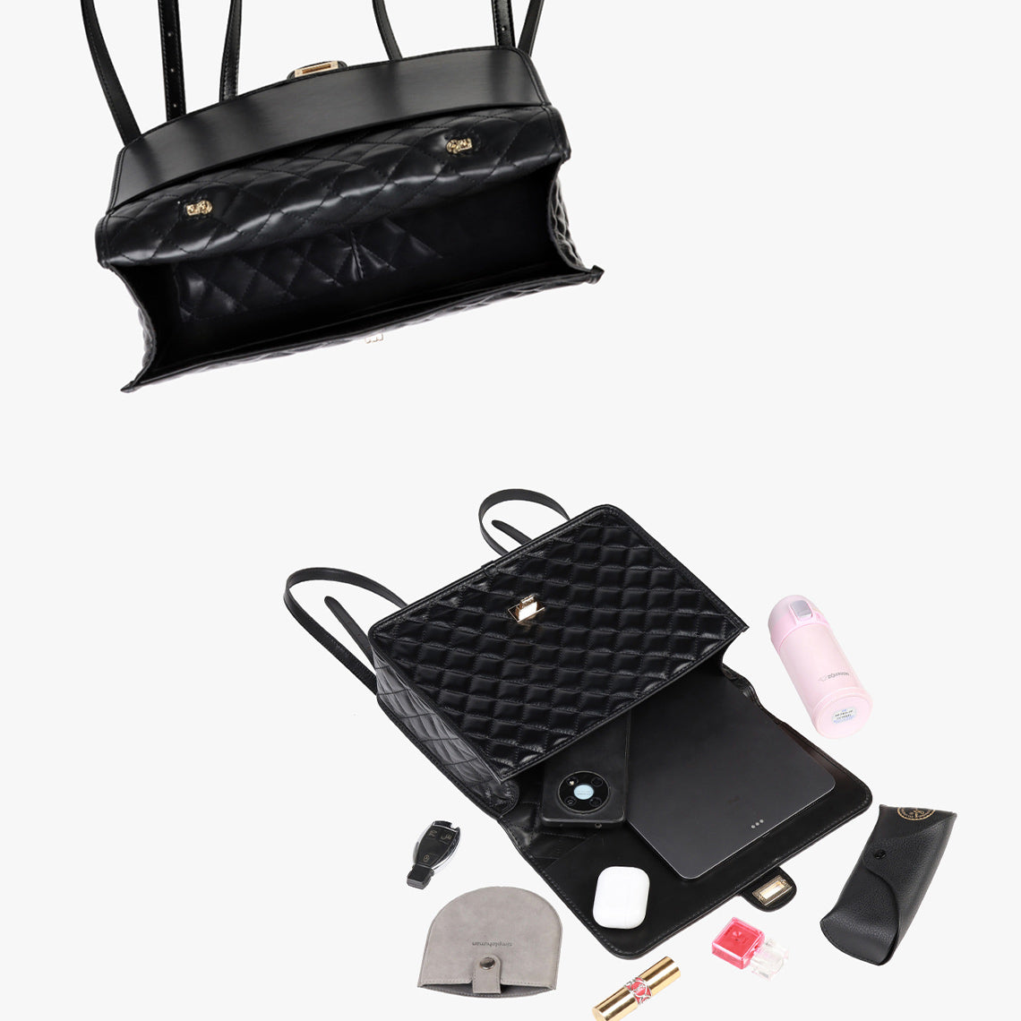 Black Quilting Leather Backpack Handbag Kits Interior | Wirkin® DIY