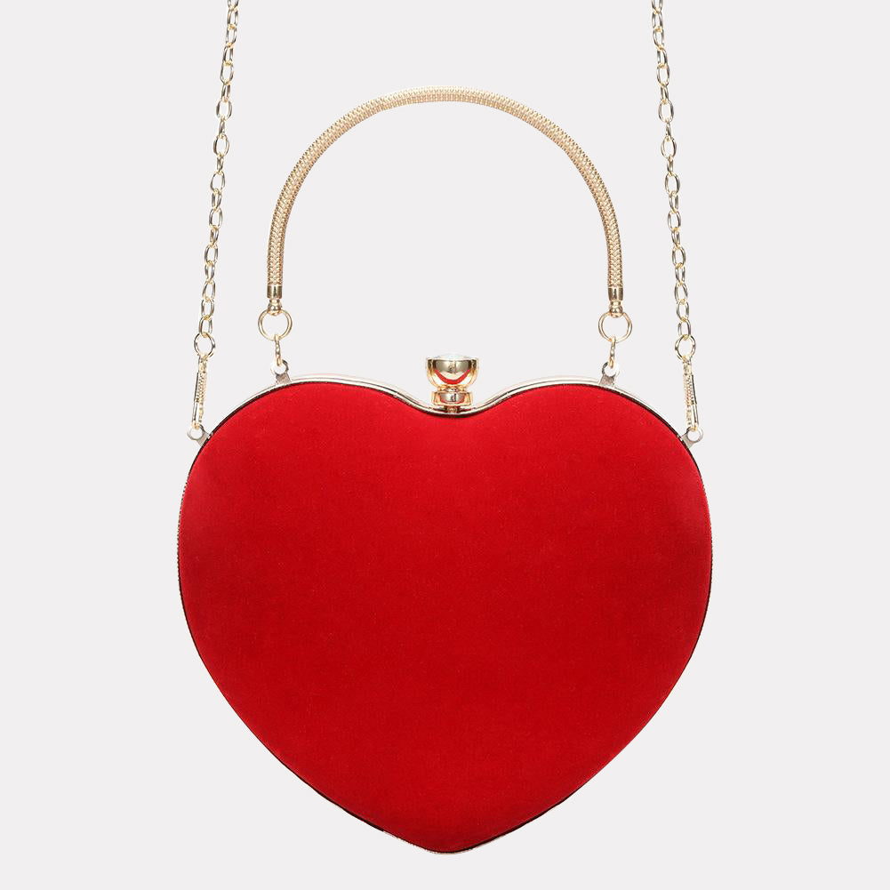 Women’s Red Heart Evening Clutch Bag with Chains image