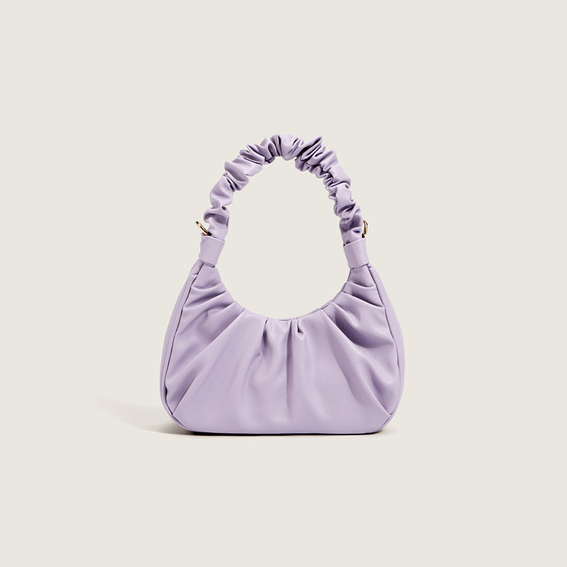 Women’s Ruffle Vegan Leather Hobo Bag with Crossbody Strap image 7