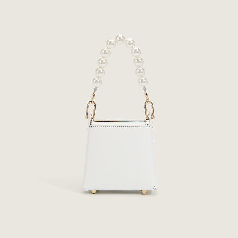 Women’s Mini Pearls Top Handle Handbags with Crossbody Chains image 2