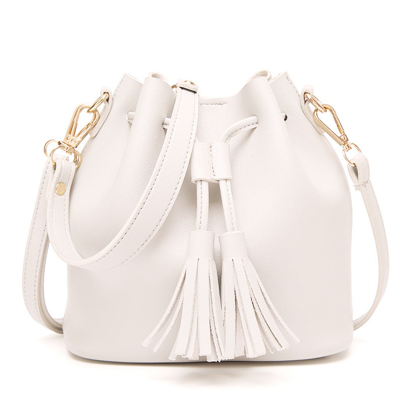 Women’s Tassel Mini Bucket Bags with Drawstring in Vegan Leather image 5