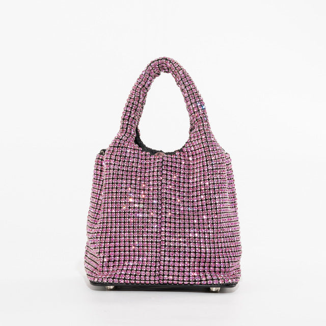 Women’s Small Rhinestones Evening Bucket Bags with Chains image 5