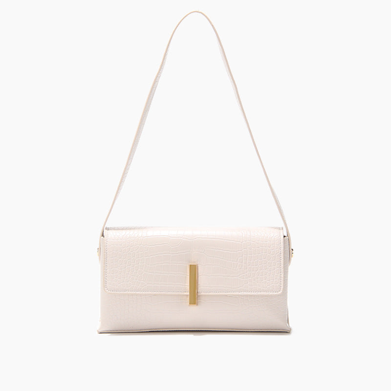 Women’s Croc Mini Baguette Bags in Ivory Vegan Leather image