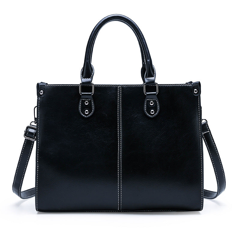 Women’s Vegan Leather Joint Tote Bags with Crossbody Strap image 6