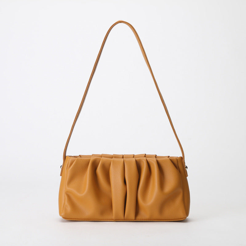 Women’s Folds Genuine Leather Baguette Bags Small Shoulder Bags image 5