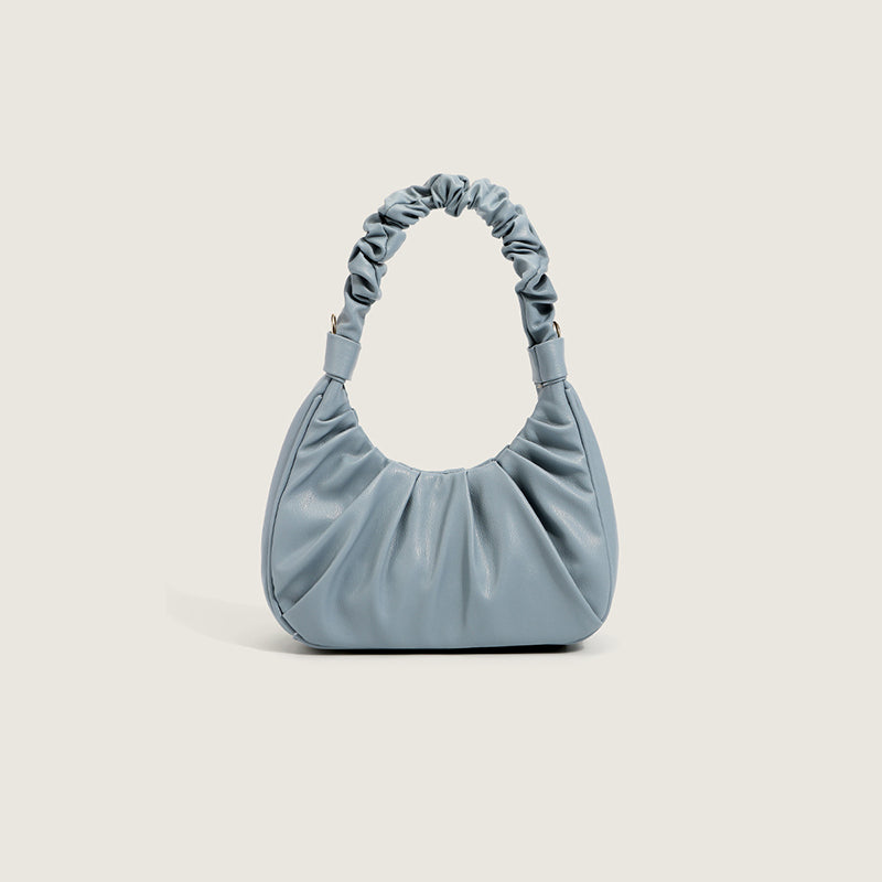 Women’s Ruffle Vegan Leather Hobo Bag with Crossbody Strap image 8