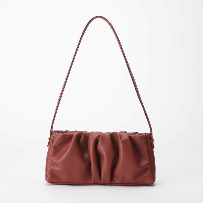 Women’s Folds Genuine Leather Baguette Bags Small Shoulder Bags image 6