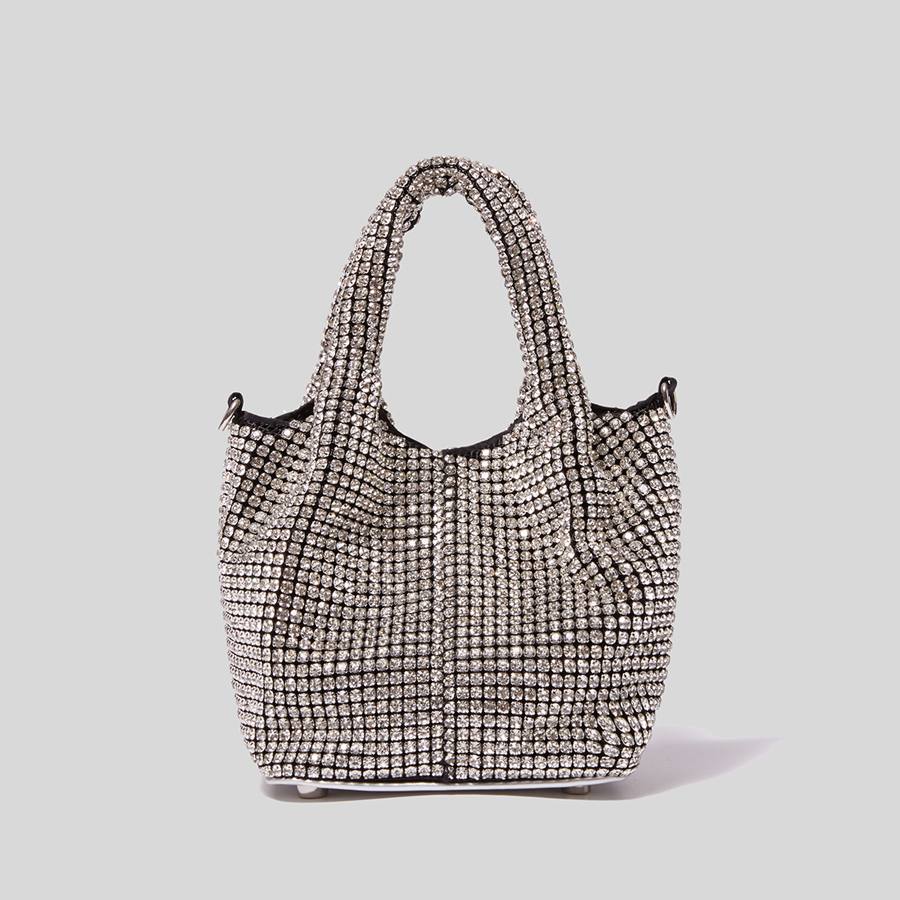 Women’s Small Rhinestones Evening Bucket Bags with Chains image