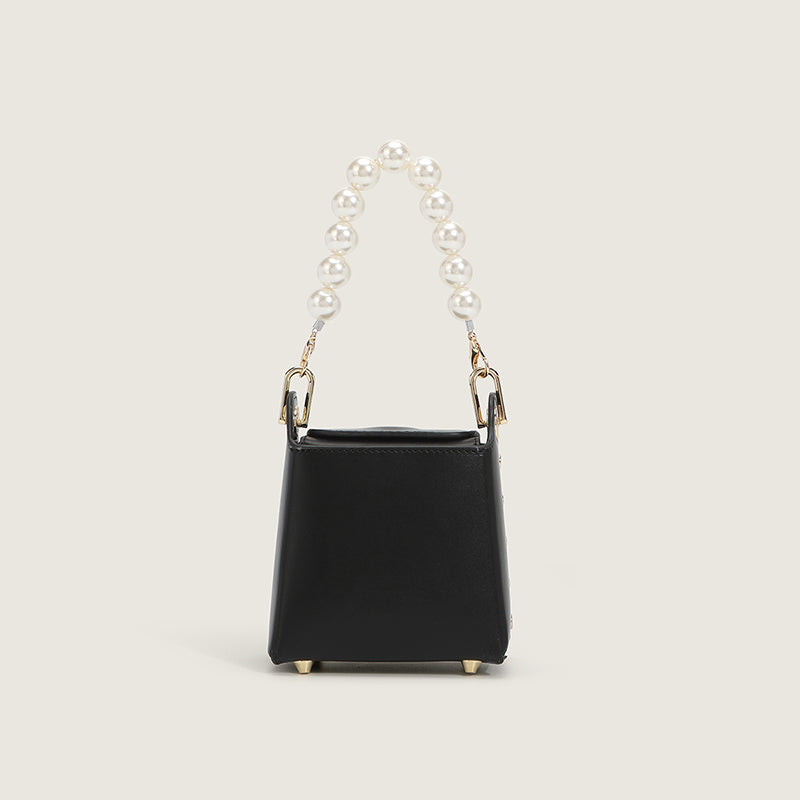 Women’s Mini Pearls Top Handle Handbags with Crossbody Chains image 6