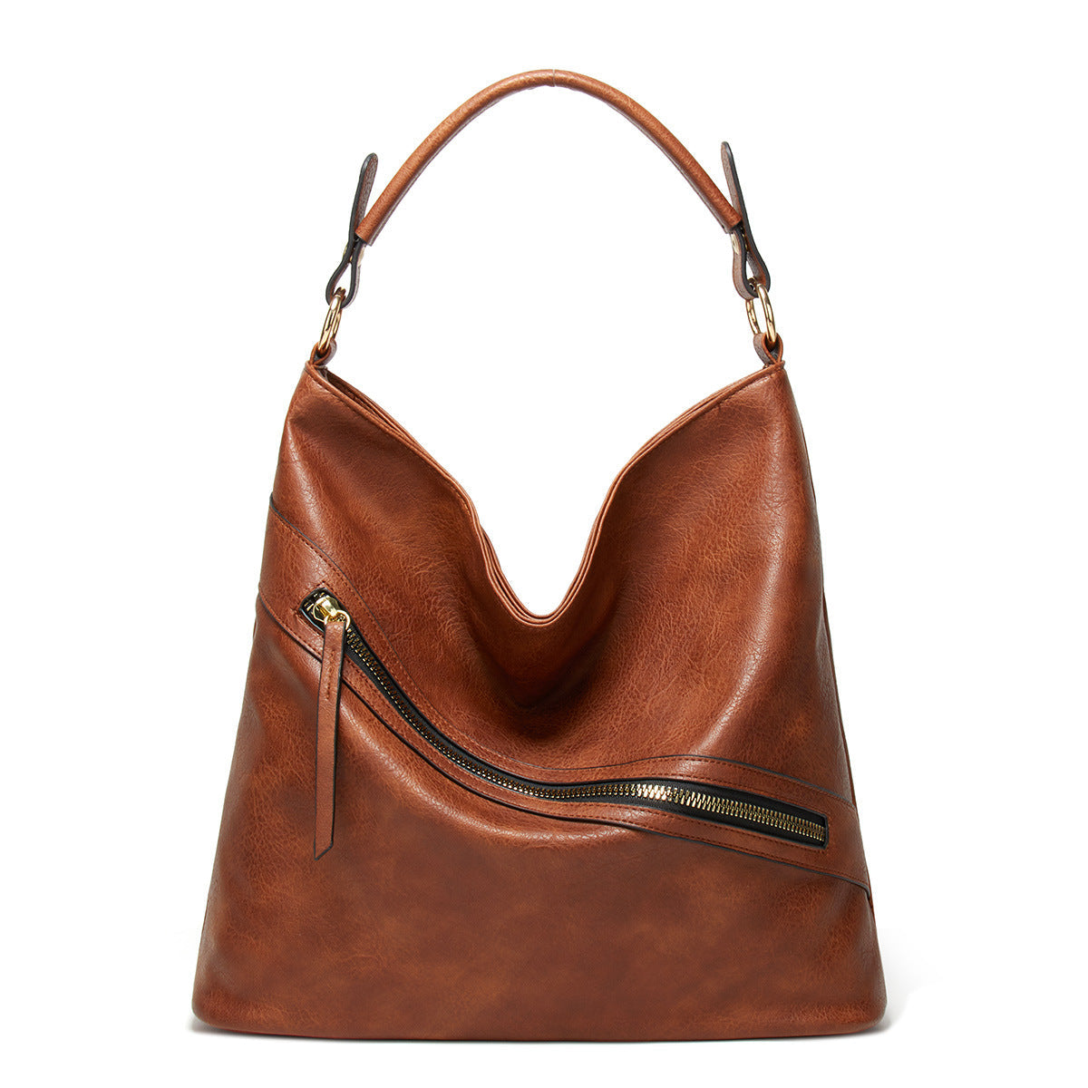 Women’s Vintage Vegan Leather Hobo Bags Shoulder Bags with Zipper image