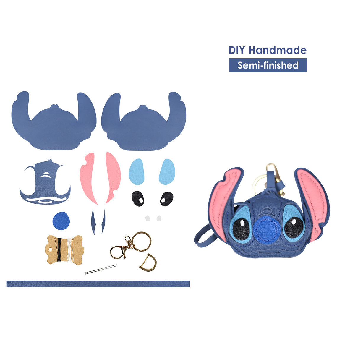 Alien Dog Stitch keychain/bag charm | DIY gift keychain kit leather | Wirkin™