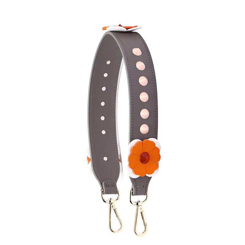 Premium Leather Shoulder Strap for Women – Floral Studded Wide Strap, High-End Replacement Strap for Handbags, Chic and Versatile Bag Accessory