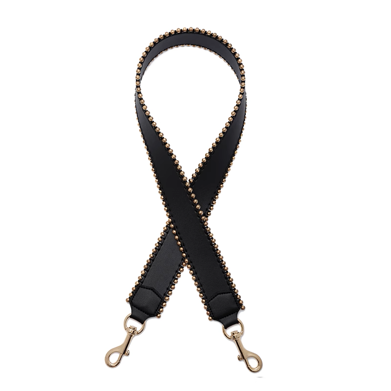 New Genuine Leather Beaded Wide Shoulder Strap for Women’s Bags, Double-Sided Leather Crossbody & Shoulder Bag Strap Accessory