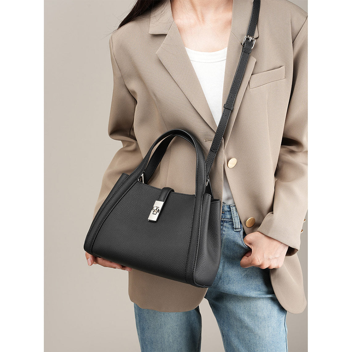 Black Leather Handbag Crossbody Bag for Women - Wirkin®