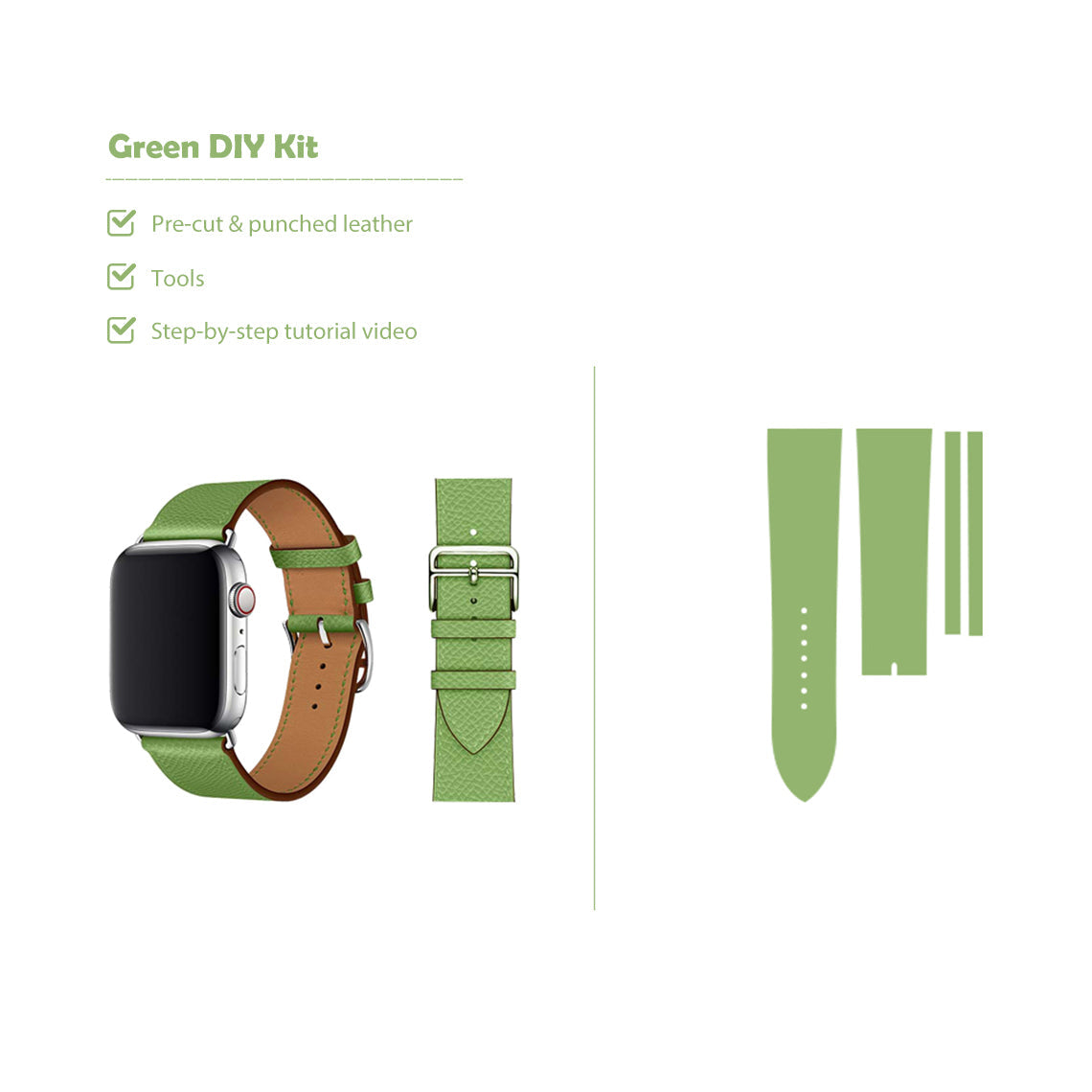 Green Apple Watch Band Leather DIY Kit | Wirkin®