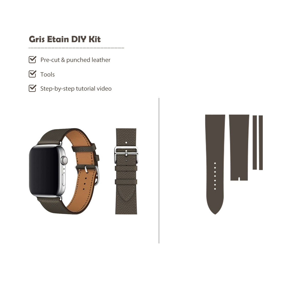 Taupe Apple Watch Band Leather DIY Kit | Wirkin®