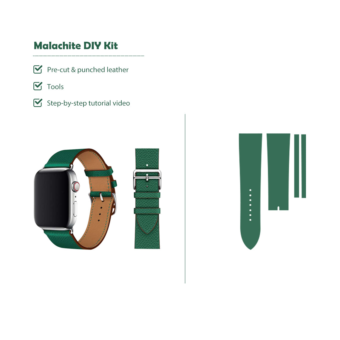 Deep Green Apple Watch Band Leather DIY Kit | Wirkin®