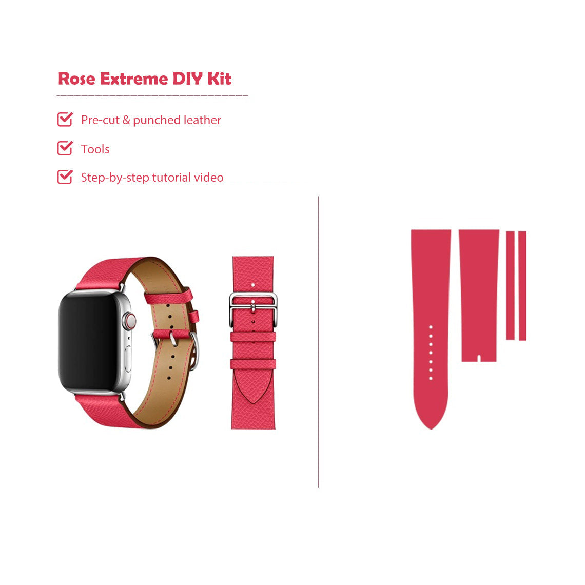 Rose Pink Apple Watch Band Leather DIY Kit | Wirkin®