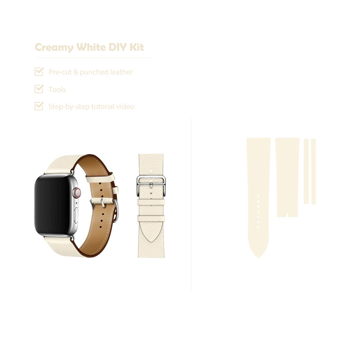 White Apple Watch Band Leather DIY Kit | Wirkin®