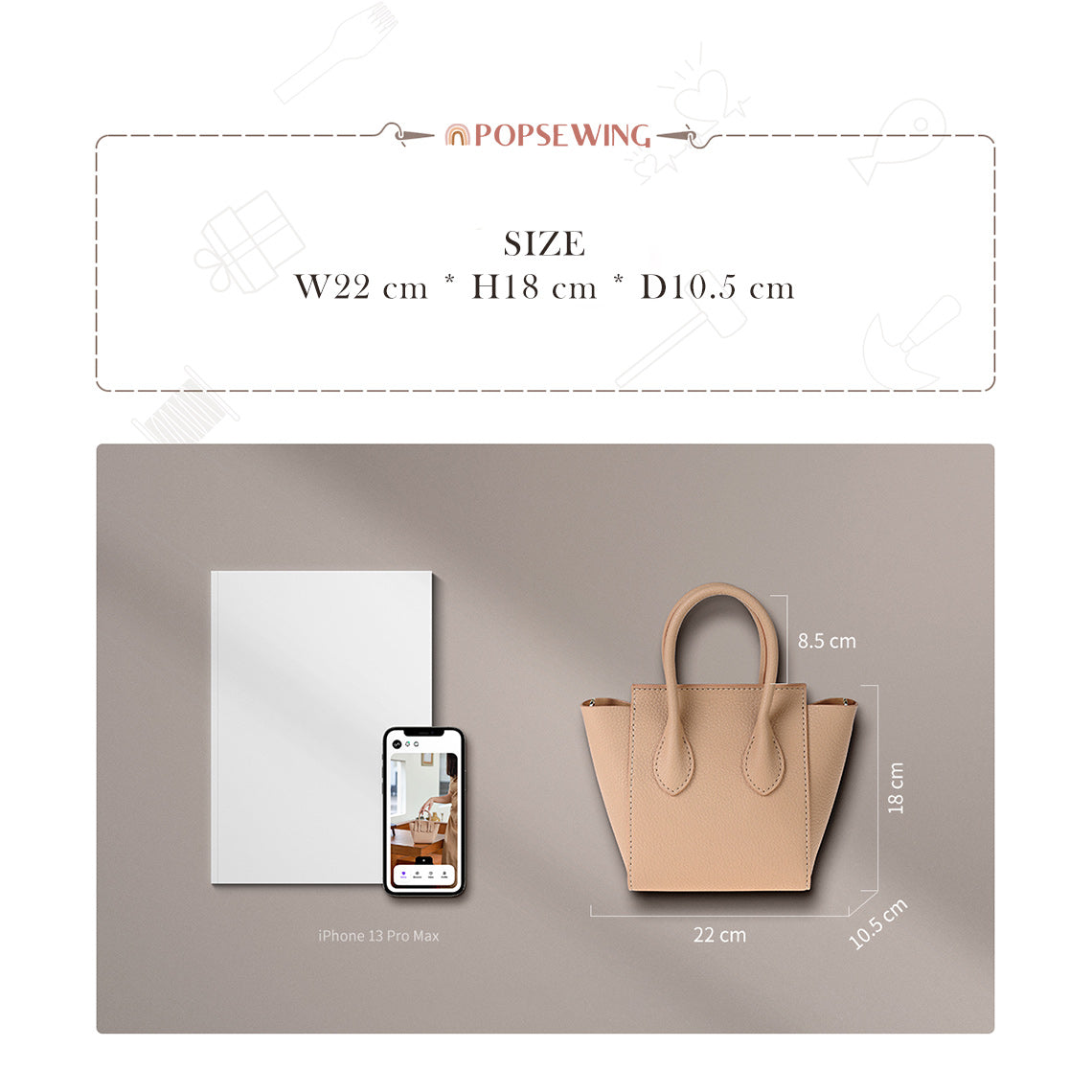DIY Handmade Wings Handbag Size | Finished Leather Bag Size - Wirkin®