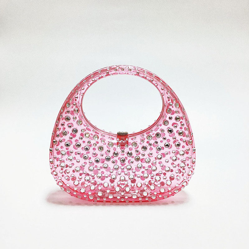 Women’s Acrylic Rhinestone Lock Clasp Prom Handbag image