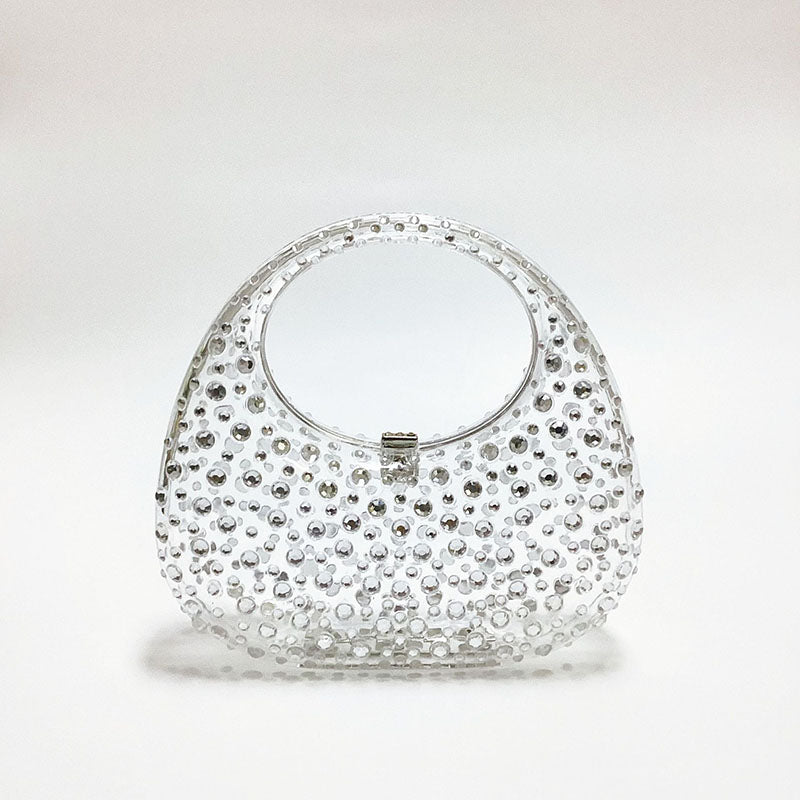 Women’s Acrylic Rhinestone Lock Clasp Prom Handbag image 2