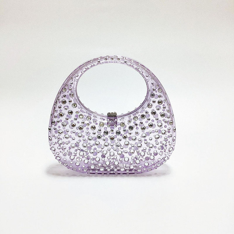 Women’s Acrylic Rhinestone Lock Clasp Prom Handbag image 4