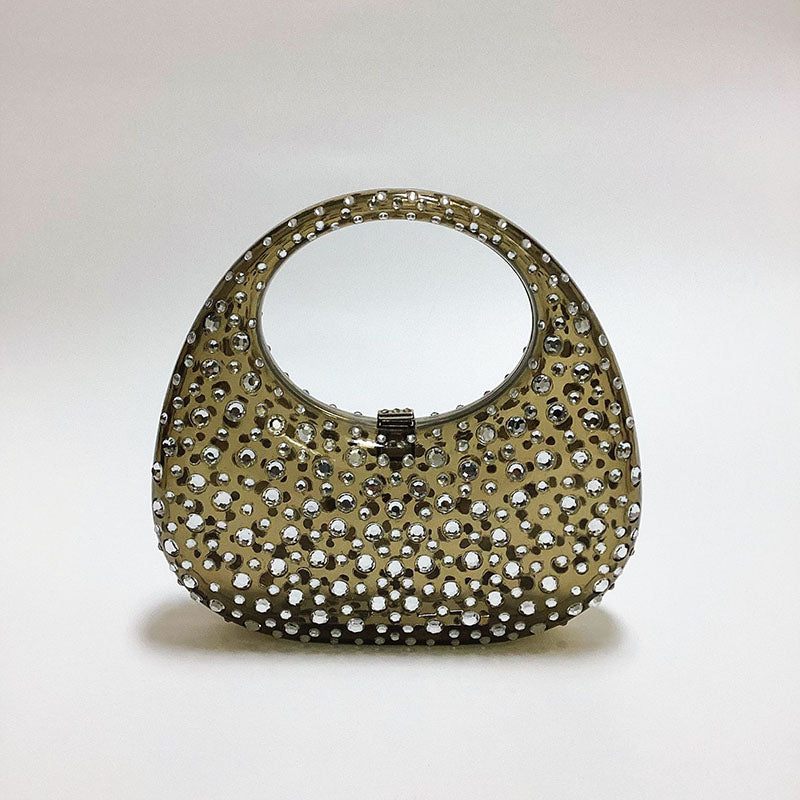 Women’s Acrylic Rhinestone Lock Clasp Prom Handbag image 5