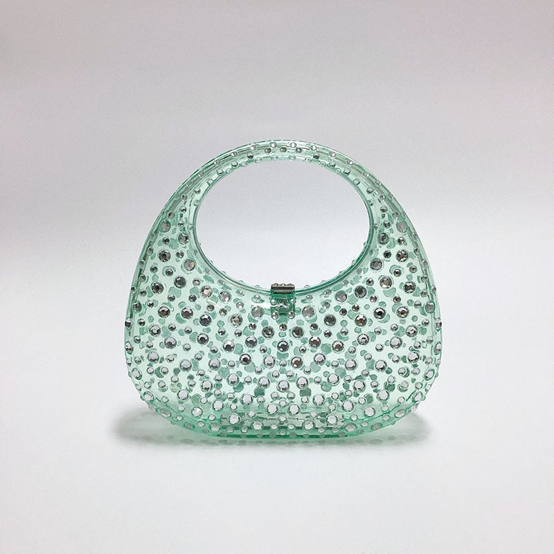 Women’s Acrylic Rhinestone Lock Clasp Prom Handbag image 6