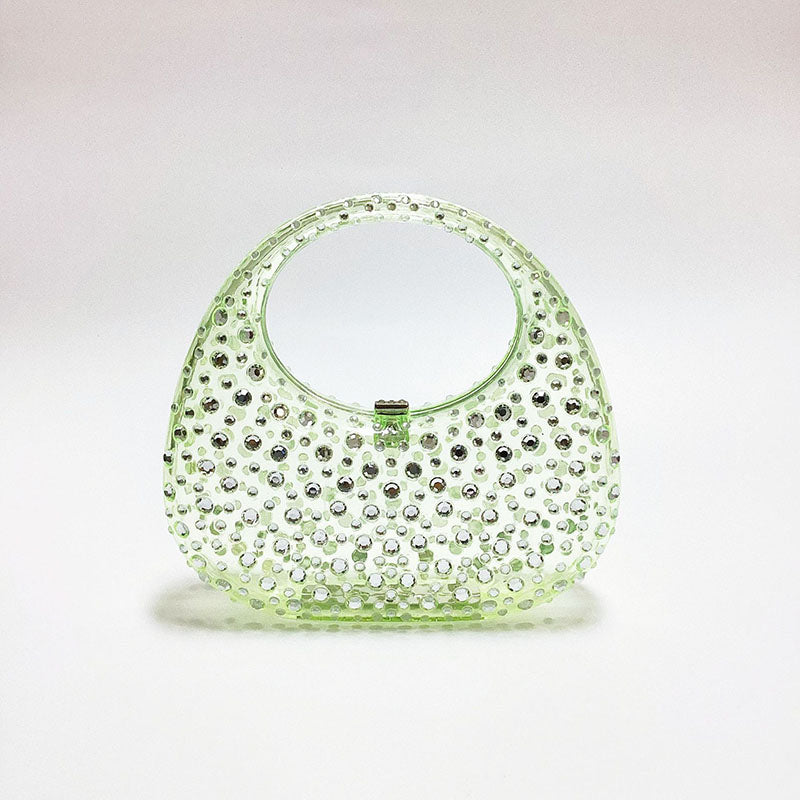 Women’s Acrylic Rhinestone Lock Clasp Prom Handbag image 8