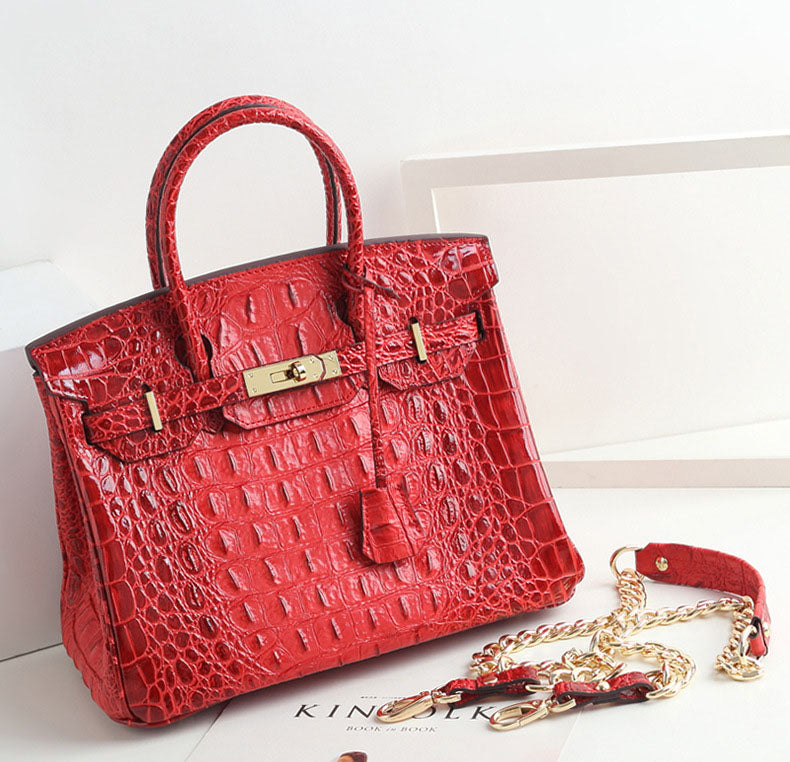 Women’s Alligator Print Top Handle Bags in Genuine Leather image 10