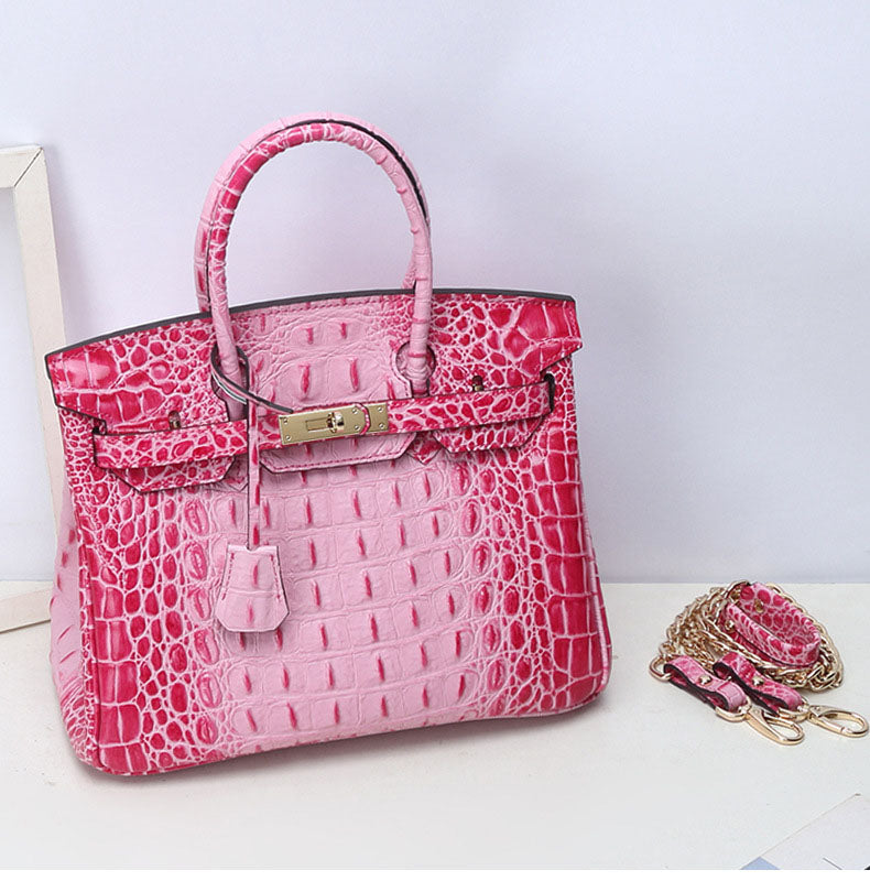 Women’s Alligator Print Top Handle Bags in Genuine Leather image 9