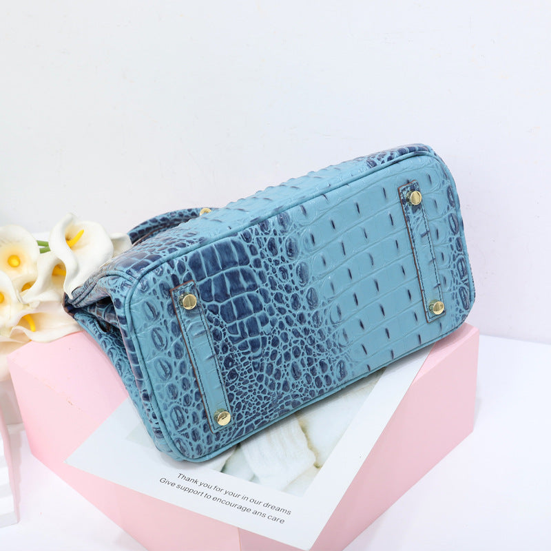 Women’s Alligator Print Top Handle Bags in Genuine Leather image 7