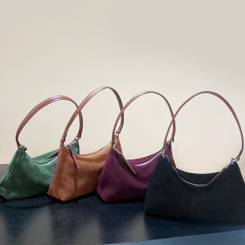Women’s Baguette Bags in Cowhide Suede Leather image 7